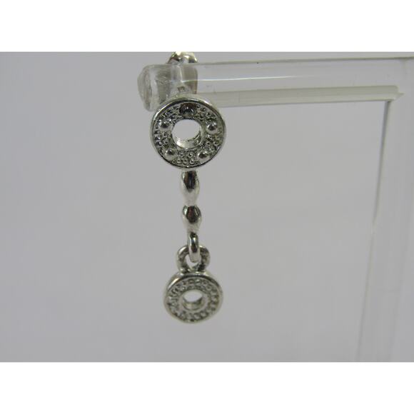 Silver Tone Oval Stud Drop Earrings 1" Minimalist Neutral Boho Cottagecore - Picture 5 of 6